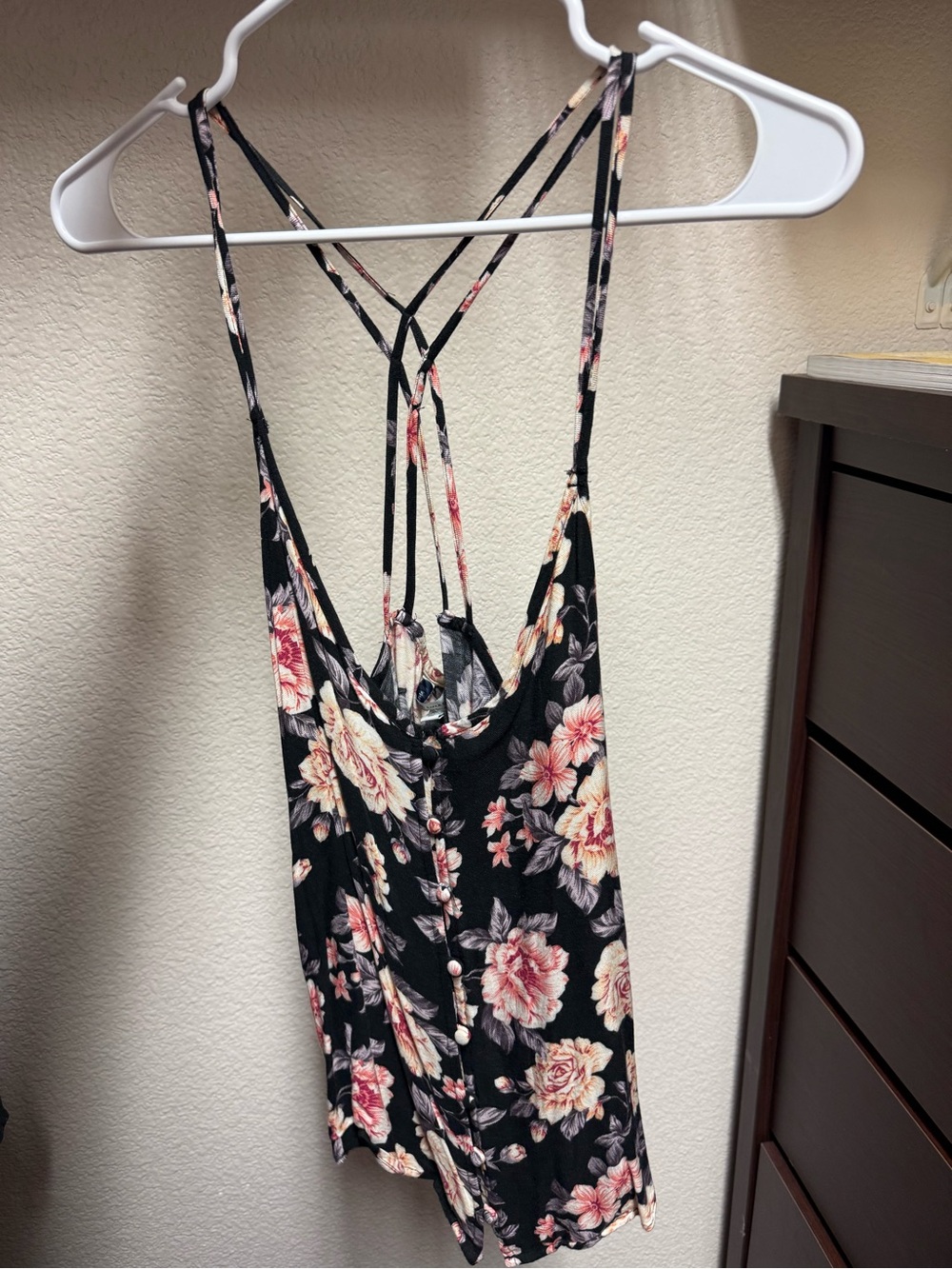 American Eagle Outfitters Black Floral Strappy Tank Top